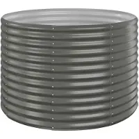 vidaXL Hochbeet Verzinkter Stahl oval Gemüsebeet Pflanzbeet Blumenkübel Metall für Garten Terrasse Balkon Gemüse Kräuter Blumen Anzucht Grau100x100x68 cm