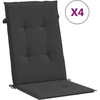 Generisch Gartenstuhlauflagen für Hochlehner Sitzauflagen Sitzkissen wasserfest UV-beständig rutschfest waschbar für Garten Terrasse 120 x 50 x 3 cm 6 Schwarz