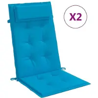 Generisch Hochlehner Auflagen Sitzkissen für Gartenstuhl und Sessel mit Rückenpolster wasserfest rutschfest waschmaschinenfest Länge 120 cm 4 Hellblau