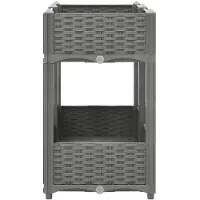 vidaXL Hochbeet Pflanzkasten mit Abflussloch Blumenbeet Kräuterbeet Pflanzbeet für Garten Balkon Terrasse Rattan-Optik wetterfest robust Hellgrau - 80 x 40 x 71 cm