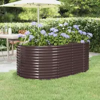 vidaXL Hochbeet Verzinkter Stahl oval Gemüsebeet Pflanzbeet Blumenkübel Metall für Garten Terrasse Balkon Gemüse Kräuter Blumen Anzucht Braun175x100x68 cm