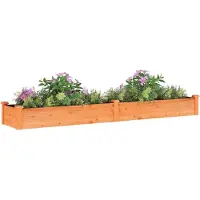 vidaXL Hochbeet Pflanzbeet Gemüsebeet Pflanzkasten aus Massivholz mit Vlieseinsatz und offenem Boden für Garten Terrasse Balkon Innenhof Braun - 240 x 45 x 25 cm