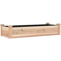 vidaXL Hochbeet Pflanzbeet Gemüsebeet Pflanzkasten aus Massivholz mit Vlieseinsatz und offenem Boden für Garten Terrasse Balkon Innenhof Natur - 120 x 45 x 25 cm