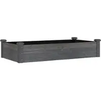 vidaXL Hochbeet Pflanzbeet Gemüsebeet Pflanzkasten aus Massivholz mit Vlieseinsatz und offenem Boden für Garten Terrasse Balkon Innenhof Grau - 120 x 60 x 25 cm