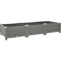 vidaXL Hochbeet Pflanzkasten mit Abflussloch Blumenbeet Kräuterbeet Pflanzbeet für Garten Balkon Terrasse Rattan-Optik wetterfest robust Hellgrau - 120 x 40 x 23 cm