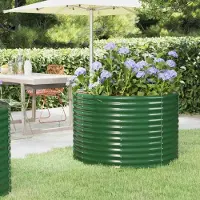 vidaXL Hochbeet Verzinkter Stahl oval Gemüsebeet Pflanzbeet Blumenkübel Metall für Garten Terrasse Balkon Gemüse Kräuter Blumen Anzucht Grün100x100x68 cm