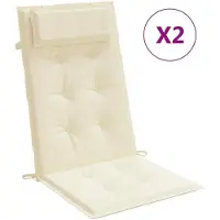 Generisch Hochlehner Auflagen Sitzkissen für Gartenstuhl und Sessel mit Rückenpolster wasserfest rutschfest waschmaschinenfest Länge 120 cm 4 Creme