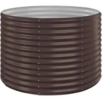 vidaXL Hochbeet Verzinkter Stahl oval Gemüsebeet Pflanzbeet Blumenkübel Metall für Garten Terrasse Balkon Gemüse Kräuter Blumen Anzucht Braun100x100x68 cm