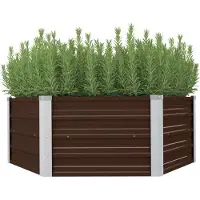 Generisch Hochbeet Metall Pflanzbeet für Gemüse Blumen und Kräuter Gartenbeet Pflanzkasten aus Stahl für Balkon Terrasse und Garten Bepflanzung Braun 6 Eck 129x129x77 cm siehe Bildgröße