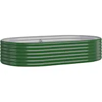 vidaXL Hochbeet Verzinkter Stahl oval Gemüsebeet Pflanzbeet Blumenkübel Metall für Garten Terrasse Balkon Gemüse Kräuter Blumen Anzucht Grün175 x 100 x 36 cm