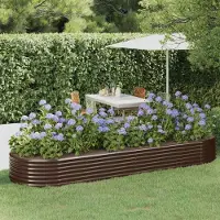vidaXL Hochbeet Verzinkter Stahl oval Gemüsebeet Pflanzbeet Blumenkübel Metall für Garten Terrasse Balkon Gemüse Kräuter Blumen Anzucht Braun322 x 100 x 36 cm