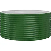 vidaXL Hochbeet Verzinkter Stahl oval Gemüsebeet Pflanzbeet Blumenkübel Metall für Garten Terrasse Balkon Gemüse Kräuter Blumen Anzucht Grün140x140x68 cm