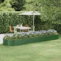vidaXL Hochbeet Verzinkter Stahl oval Gemüsebeet Pflanzbeet Blumenkübel Metall für Garten Terrasse Balkon Gemüse Kräuter Blumen Anzucht Grün396 x 100 x 36 cm