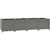 vidaXL Hochbeet Pflanzkasten mit Abflussloch Blumenbeet Kräuterbeet Pflanzbeet für Garten Balkon Terrasse Rattan-Optik wetterfest robust Hellgrau - 160 x 40 x 38 cm