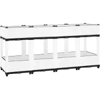 vidaXL Hochbeet Pflanzkasten mit Abflussloch Blumenbeet Kräuterbeet Pflanzbeet für Garten Balkon Terrasse Rattan-Optik wetterfest robust Weiß - 160 x 40 x 71 cm