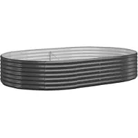 vidaXL Hochbeet Verzinkter Stahl oval Gemüsebeet Pflanzbeet Blumenkübel Metall für Garten Terrasse Balkon Gemüse Kräuter Blumen Anzucht Anthrazit214 x 140 x 36 cm