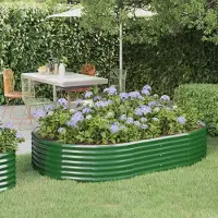 vidaXL Hochbeet Verzinkter Stahl oval Gemüsebeet Pflanzbeet Blumenkübel Metall für Garten Terrasse Balkon Gemüse Kräuter Blumen Anzucht Grün214 x 140 x 36 cm