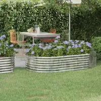 vidaXL Hochbeet Verzinkter Stahl oval Gemüsebeet Pflanzbeet Blumenkübel Metall für Garten Terrasse Balkon Gemüse Kräuter Blumen Anzucht Silber175 x 100 x 36 cm