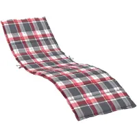 vidaXL Sonnenliegen Auflage Liegenpolster Sitzkissen Sitzpolster Gartenliege Terrasse Balkon Liegenauflage Kissen Länge 200 cm Breite 50 cm Rotes Karomuster 200 x 70 x 3 cm