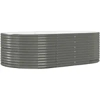 vidaXL Hochbeet Verzinkter Stahl oval Gemüsebeet Pflanzbeet Blumenkübel Metall für Garten Terrasse Balkon Gemüse Kräuter Blumen Anzucht Grau212x140x68 cm