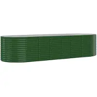 vidaXL Hochbeet Verzinkter Stahl oval Gemüsebeet Pflanzbeet Blumenkübel Metall für Garten Terrasse Balkon Gemüse Kräuter Blumen Anzucht Grün322x100x68 cm