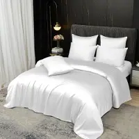 Sonstiges Bettwäsche-Set 200x200 cm 2x 80x80 cm Creme Weiß 100% Bambus Lyocell Atmungsaktiv Kühlend Reißverschluss