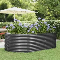 vidaXL Hochbeet Verzinkter Stahl oval Gemüsebeet Pflanzbeet Blumenkübel Metall für Garten Terrasse Balkon Gemüse Kräuter Blumen Anzucht Anthrazit212x140x68 cm