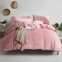 Sonstiges Plüsch Bettwäsche Set 135x200cm Rosa mit Reißverschluss und Kissenbezug 80x80cm