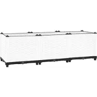 vidaXL Hochbeet Pflanzkasten mit Abflussloch Blumenbeet Kräuterbeet Pflanzbeet für Garten Balkon Terrasse Rattan-Optik wetterfest robust Weiß - 120 x 40 x 38 cm