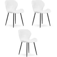Leobert Chaise longue - Modell - Mango - Kunstleder, weiß / Füße schwarz - Set aus 3 Stück