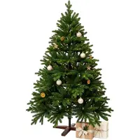 VIVANNO Weihnachtsbaum Polyethylen NORDMANN LED 150 Rund, Grün naturgetreu - 112x150 cm