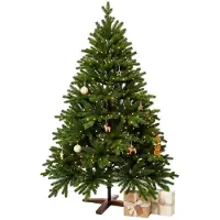 VIVANNO Weihnachtsbaum Polyethylen NORDMANN LED 210 Rund, Grün naturgetreu - 142x210 cm