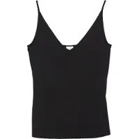 Comma Spaghettitop , Damen, Gr. 42, schwarz, Web, Obermaterial: 95% Viskose, 5% Elasthan, unifarben, körpernah hüftbedeckend, V-Ausschnitt, Tops Spaghettitop, aus Viskose und mit Stretch / V-Ausschnitt