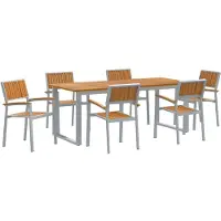 vidaXL Garten Essgruppe 7 stk. Grau Massivholz Akazie