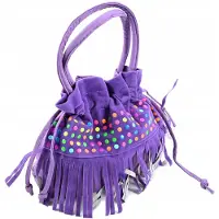 Midex Mädchen Handtasche mit Fransen 25x18cm - Modische Kinder Umhängetasche Boho Stil