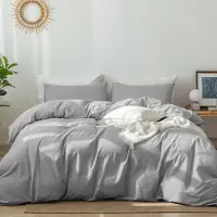 Merkloos Omgoods – Bettwäsche-Set aus Baumwolle, 155 x 220 cm, in Hellgrau, mit 2 Kopfkissenbezügen