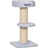 Moonbite Katzenkratzbaum 91 cm mit Sisalstämmen, Wolle-Plattform mit abnehmbarem Kissen, kippsicherer Standfuß, bis 30 kg, Spanplatte, Hellblau