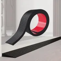 OEM Schwelle-Matte - Selbstklebende Gummi-Schwelle - Maßhaltig Schneidbar mit Anti-Rutsch-Rillen - inkl. Kleberug - langlebiges Gummi - schwarz - Breite 5 cm x Höhe 1 cm - Einzelstück