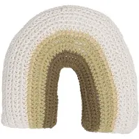Unyqoos Kissen Ulrika – gehäkeltes U‑Kissen, Weiß & Grün, 45 cm, weich & gemütlich, dekorativ für Wiege, Stuhl oder Spielecke im Kinderzimmer