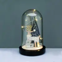 ACA Müller/ADAG Pharma ACA Beleuchtete Weihnachtsdekoration: Holzhirsch mit Kunststoffabdeckung und Baum, 8 Mini-LEDs, warmweiß, batteriebetrieben (2xAAA), 11x19cm, X06811264
