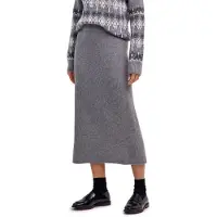 Falke Damen Rock, M, Grau, Rippe, Schurwolle