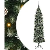 vidaXL Künstlicher schlanker Weihnachtsbaum Grün und Weiß 180 cm