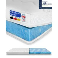 AM Qualitätsmatratzen | Premium Plus Gelschaum-Topper | 200x210 cm | 8 cm hoch | Bezug aus Lyocell | Antirutschfunktion | Umlaufendes Klimaband | Gel-Topper | 200 x 210 8cm