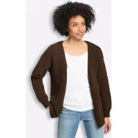 HEINE Strickjacke , Damen, Gr. 50, braun (schoko), 100% Polyester, unifarben, Strickjacken Strickjacke