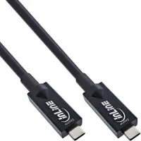 InLine USB 3.2 Gen.2 AOC Kabel, USB-C Stecker/Stecker, schwarz, 10m, 10 m, USB C, USB C, USB 3.2 Gen 2 (3.1 Gen 2), 10 Gbit/s, Schwarz