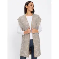 HEINE Strickweste "Strickweste Strickweste", Damen, Gr. 46, mittelblau, champagner, gemustert, Jacquard, , Modisch, V-Ausschnitt, Westen Strickweste