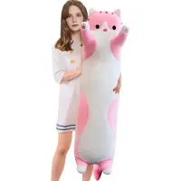 Merkloos Omgoods – Langer, plüschiger Kuschelkissen, 110 cm – Weiches Kuscheltier-Kissen – Rosa