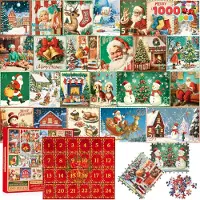 Joyin Puzzle-Adventskalender – 1000 Teile – Weihnachtspuzzle – Adventskalender mit 24 Tagen Weihnachtspuzzle als Geschenk