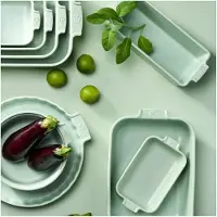 Peugeot Appolia Quadratische Auflaufform, salbeigrün, Moderne Backform aus hochwertiger Keramik, Größe: 18 cm