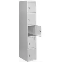 OEM Metall-Kleiderschrank 5 Fächer 1800x300x500 mm grau mit Schloss